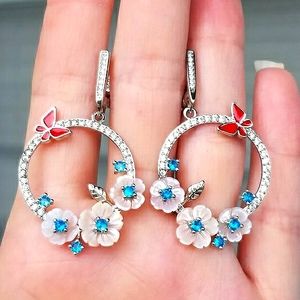 🆕️S925-Red Butterfly/Swiss Blue Topaz/Fresh water